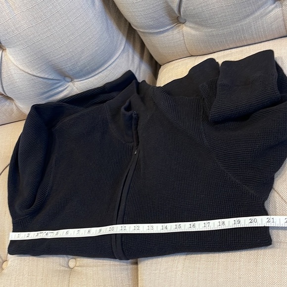 P: Michael Michael Kors Full Zip Black Cardigan waffle knit Sweater Sz L - Picture 8 of 9